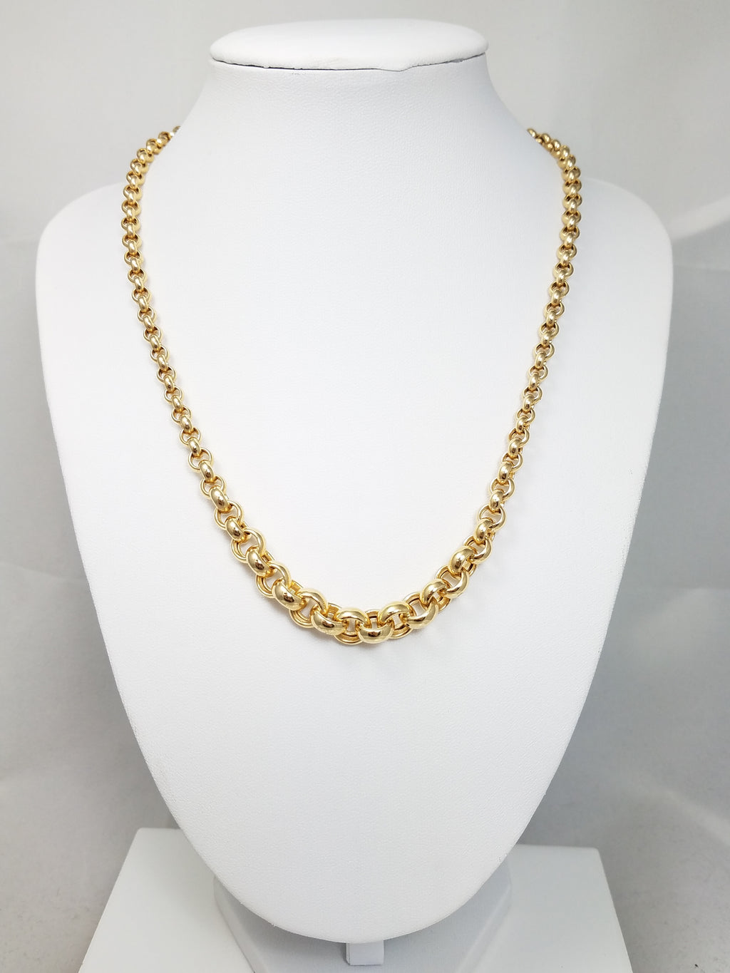 18" 14k Hollow Yellow Gold Graduated Rolo Necklace