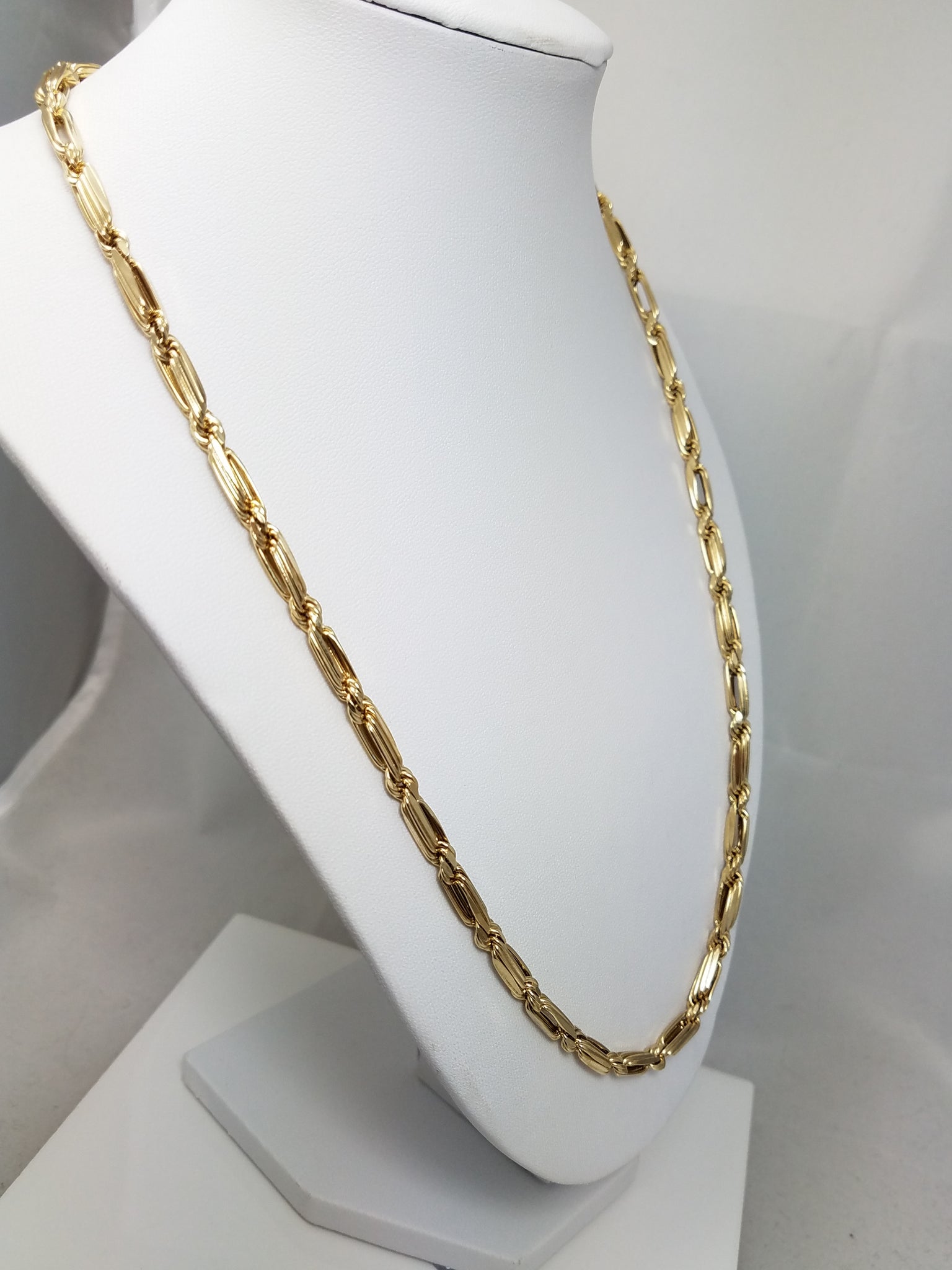 Bold 10k Yellow Gold Fancy Rope Link 22" Necklace