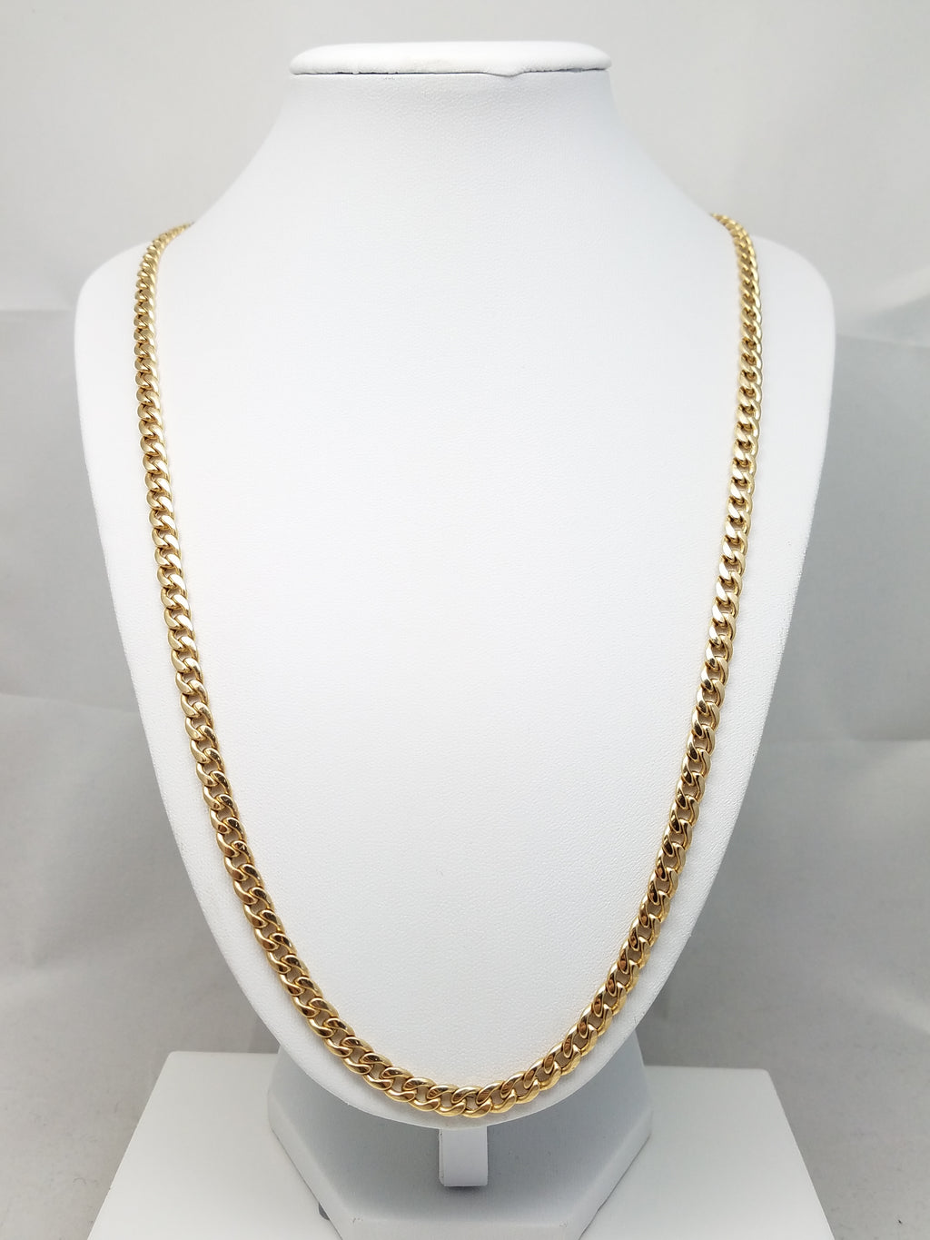 24.75" 14k Hollow Gold Curb Cuban Chain Necklace
