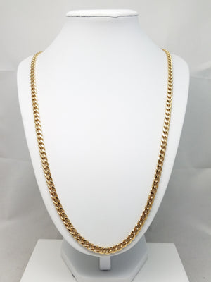 24.75" 14k Hollow Gold Curb Cuban Chain Necklace