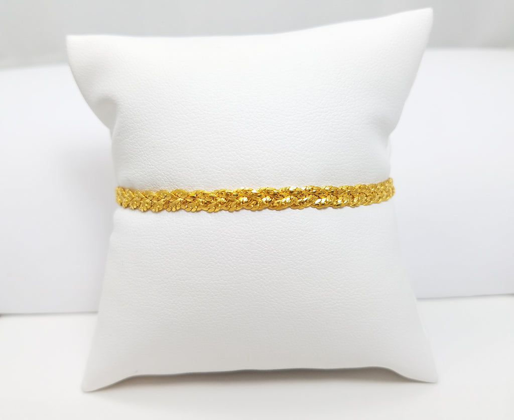 Luxe 24k Solid Yellow Gold Braided Bracelet