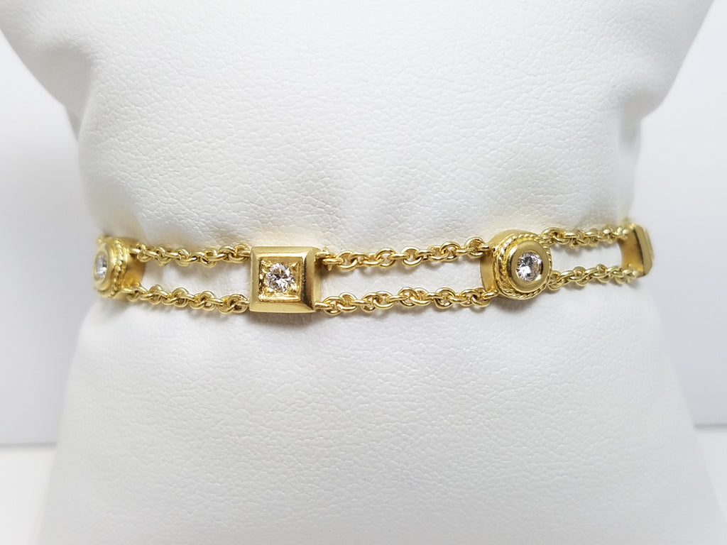 $5000 Adorable 6.25" 18k Yellow Gold Natural Diamond Penny Preville Bracelet