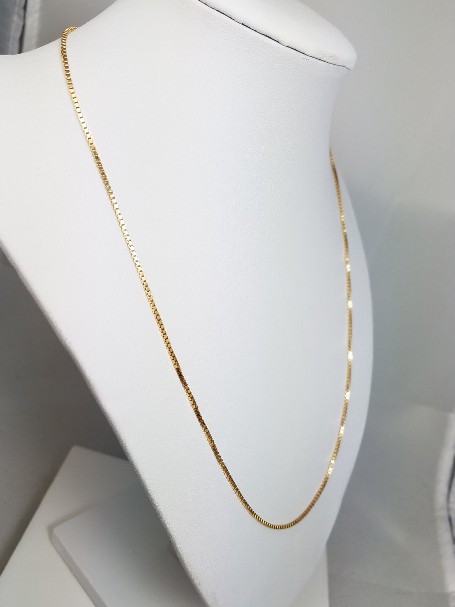 20" 14k Solid Yellow Gold Box Link Chain Necklace Italy