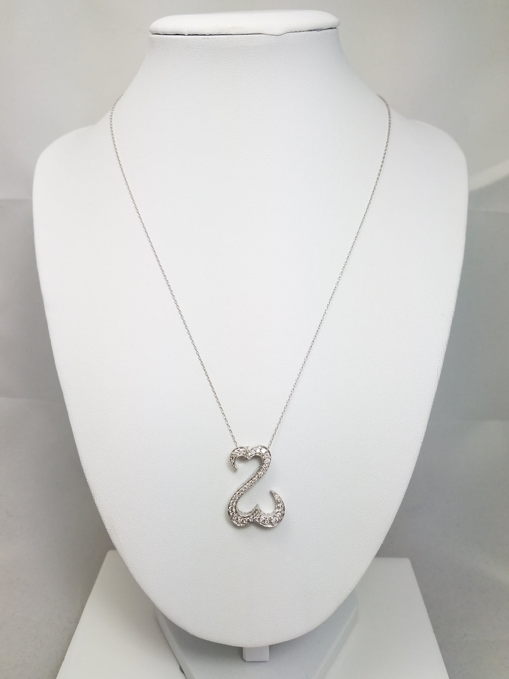 Infamous "Open Hearts" 14k White Gold Pendant Necklace