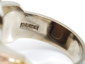 Large Vintage 10k Tricolor Gold Tiger Eye Cameo Ring