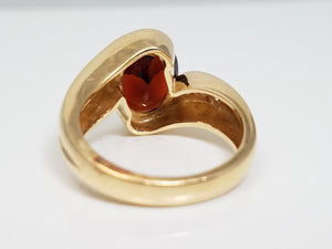 Elegant 14k Yellow Gold Natural Garnet Diamond Custom Ring