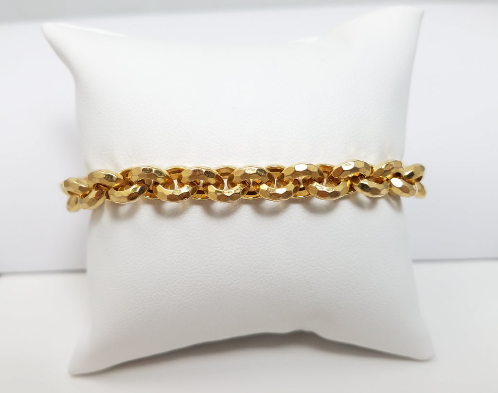 Beautiful 14k Yellow Gold Faceted Rolo 7.75" Bracelet
