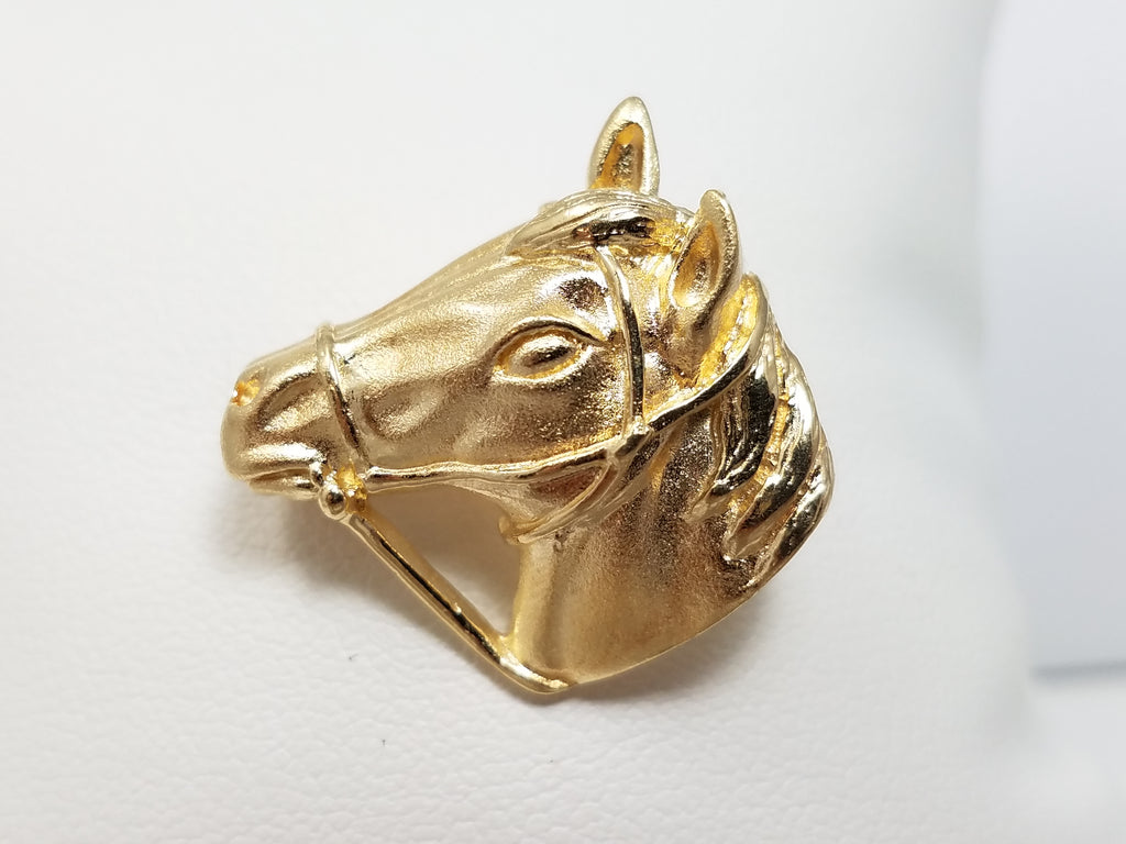 Equestrian Pin! 14k Yellow Gold Horse Head Brooch/Pin