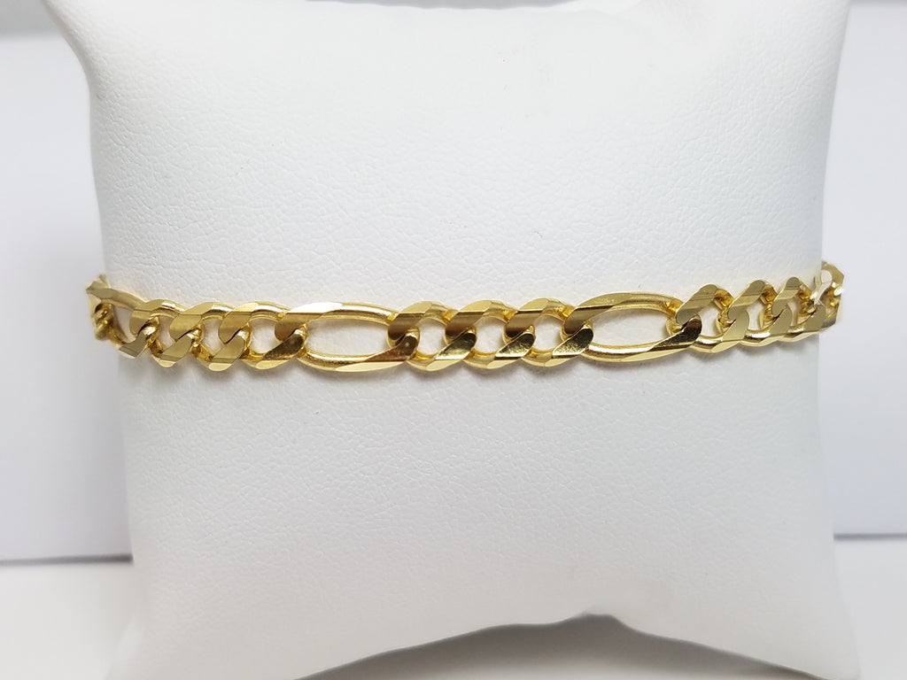 Sturdy Italian Made 9" Solid 10k Yellow Gold Figaro Link Bracelet