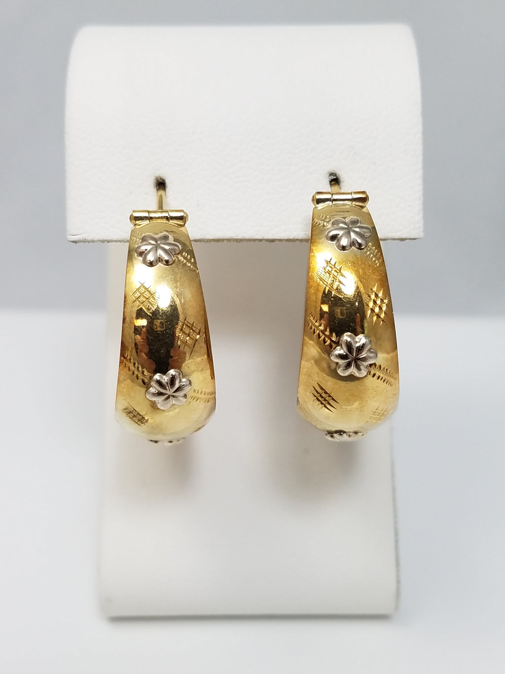 14k Two-Tone Gold Wide Hoop Earrings