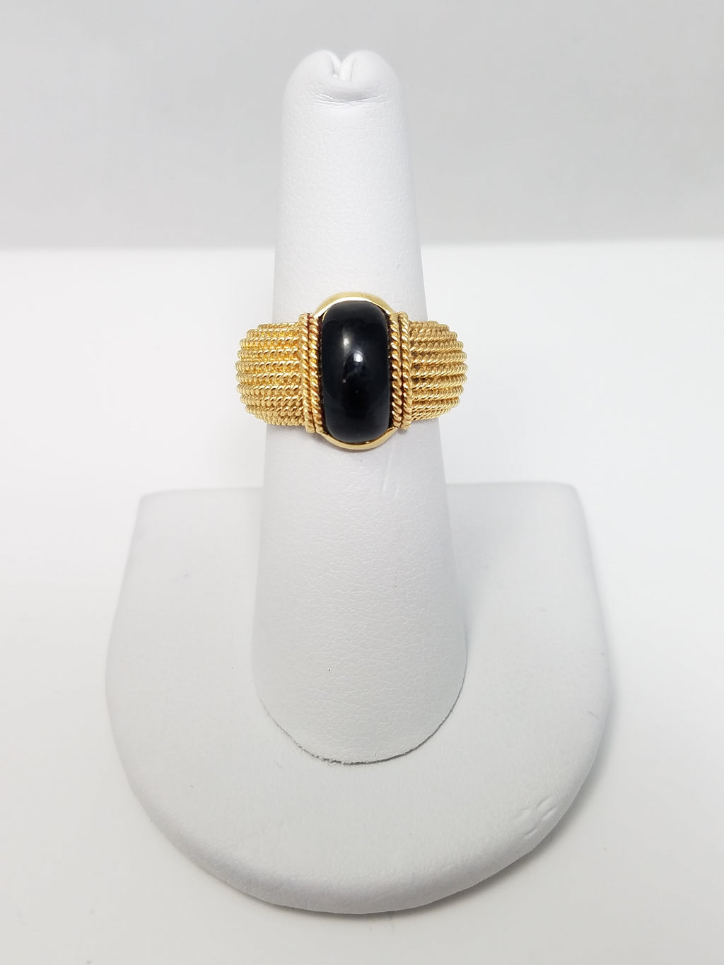 $3500 18k Yellow Gold Natural Onyx Roberto Coin Ribbed Ring