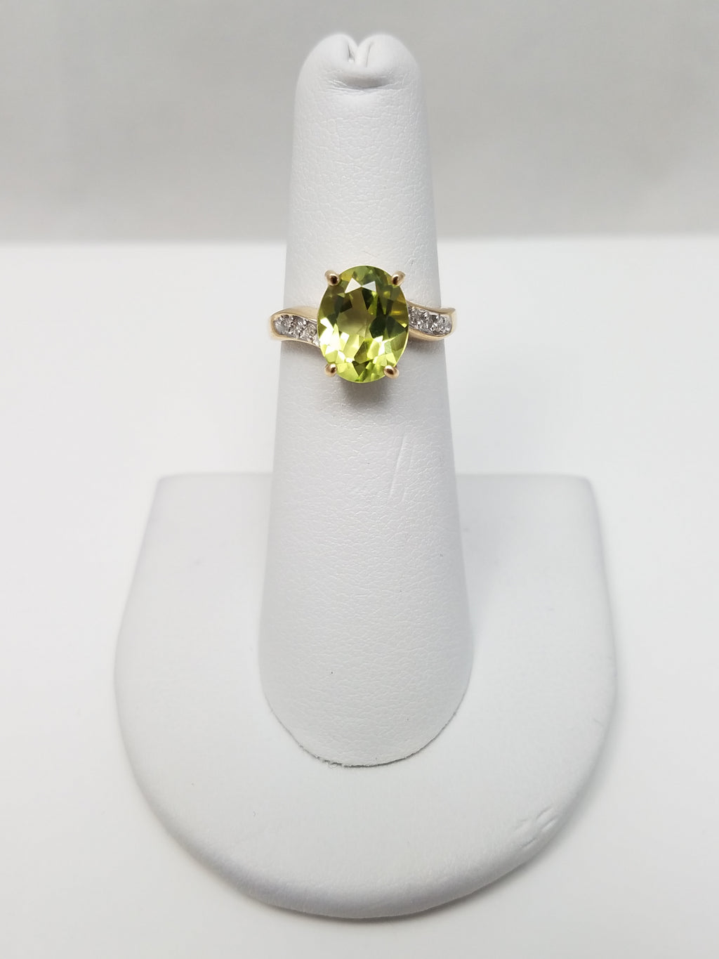 3ct Coated Green Topaz 10k Yellow Gold Ring