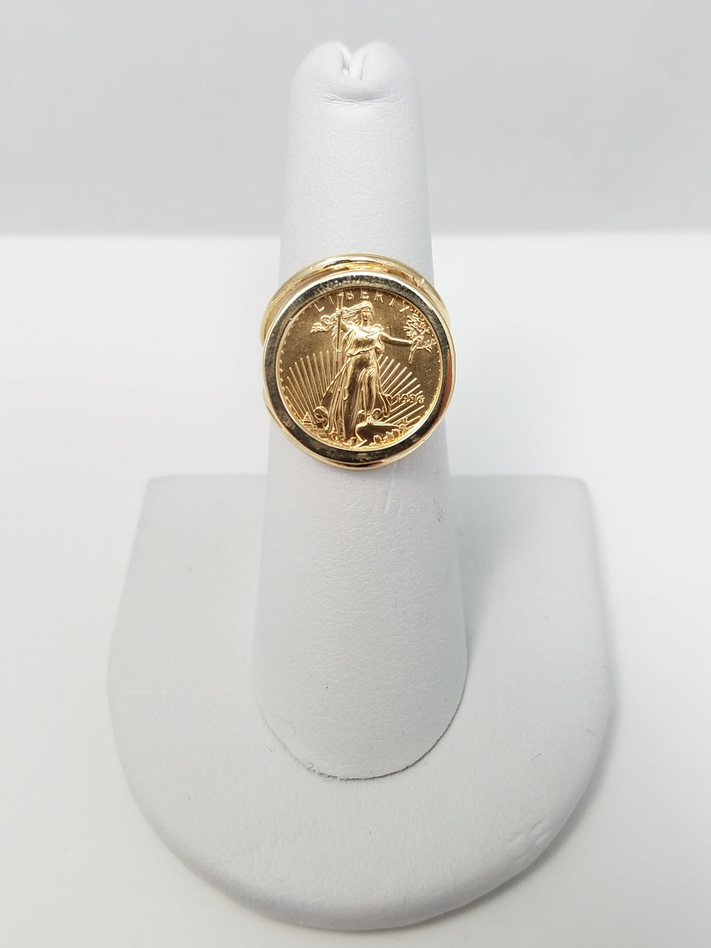 Store Closing! New 14k Yellow Gold 1996 90% Pure Gold $5 Coin Ring