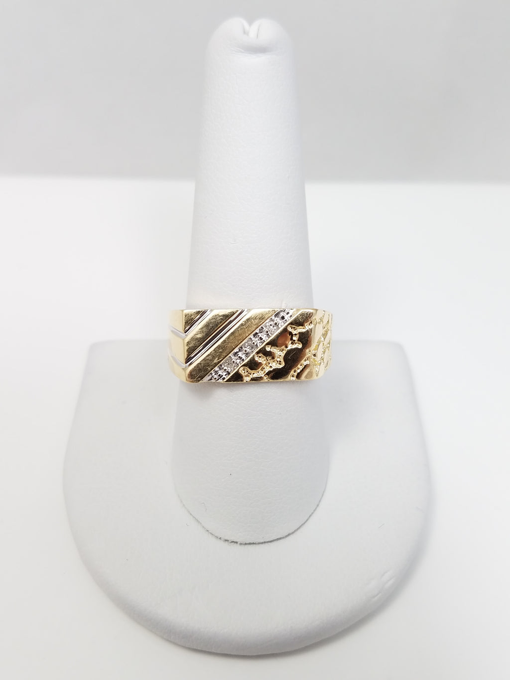 Cool 14k Two Tone Gold Natural Diamond Nugget Style Ring