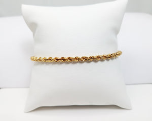 Classic 18k Yellow Gold Solid Rope 8.25" Bracelet