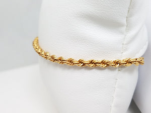 Classic 18k Yellow Gold Solid Rope 8.25" Bracelet