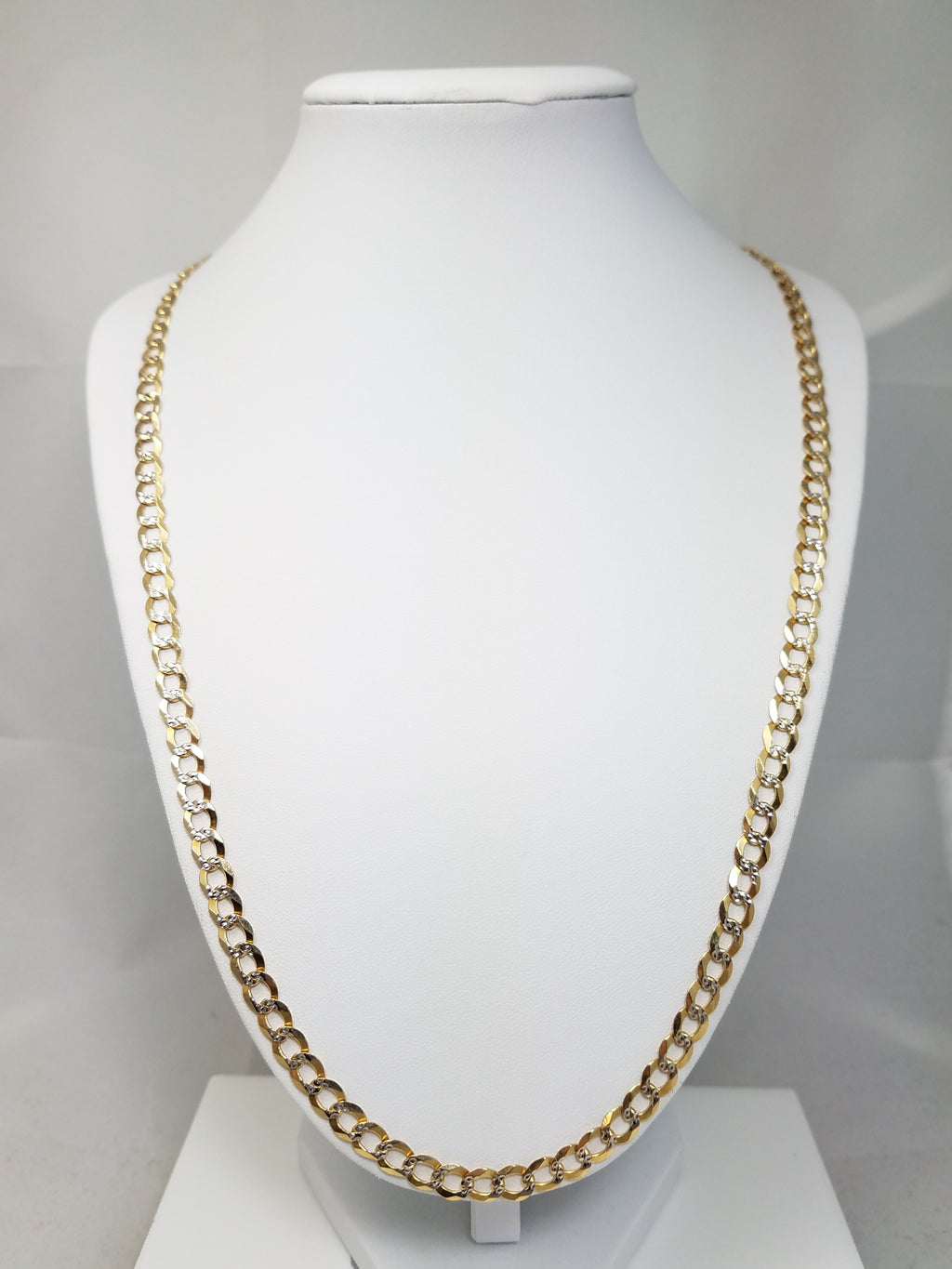 14k Two-Tone Gold Diamond Cut Curb Link 6mm/24" Necklace