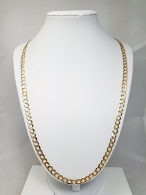 14k Two-Tone Gold Diamond Cut Curb Link 6mm/24" Necklace