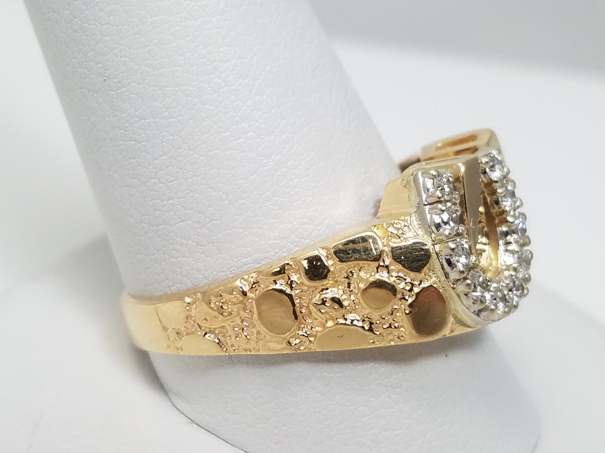 Double Horseshoe Natural Diamond 14k Yellow Gold Ring