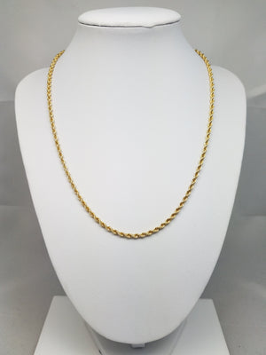 Sporty 18" Solid 14k Yellow Gold Rope Chain Necklace Italy