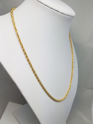 Sporty 18" Solid 14k Yellow Gold Rope Chain Necklace Italy