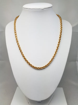 Lavish 18" 18k Yellow Gold Hollow Round Wheat Chain