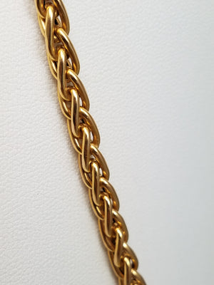 Lavish 18" 18k Yellow Gold Hollow Round Wheat Chain