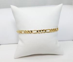 Attractive 8" Solid 14k Yellow Gold Figaro Link Bracelet