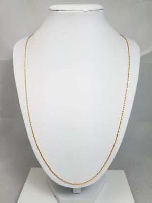 Sparkly 24" Solid 14k Yellow Gold Round Wheat Chain Necklace