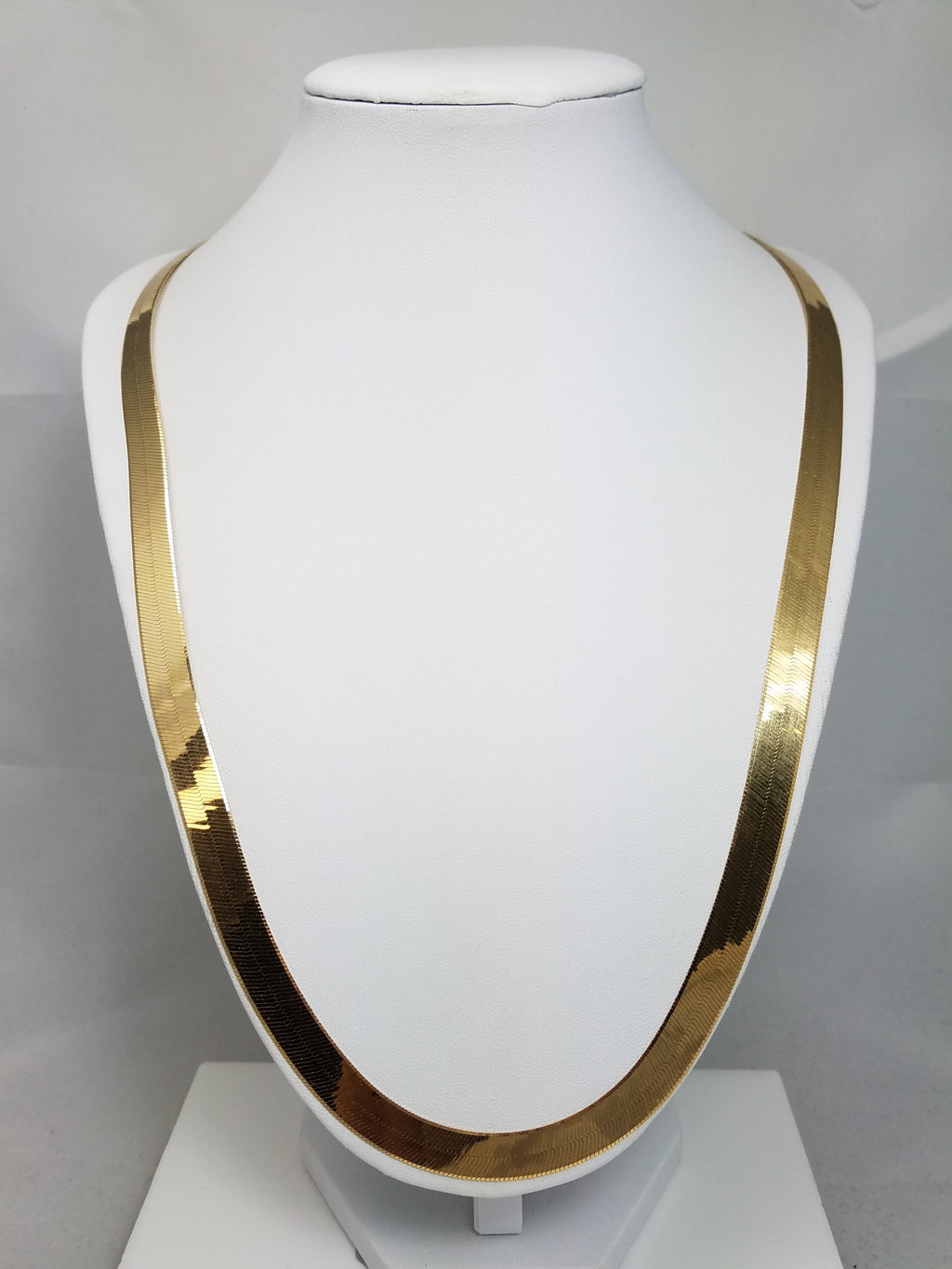 Grand 10k Yellow Gold Solid Herringbone 24" Necklace