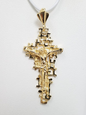 Cool 14k Solid Yellow Gold Modernist Crucifix Pendant