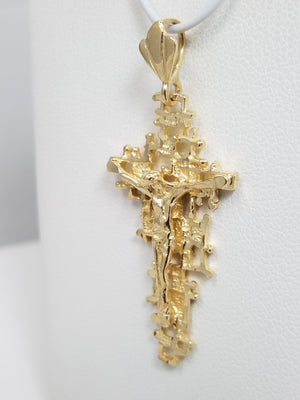 Cool 14k Solid Yellow Gold Modernist Crucifix Pendant