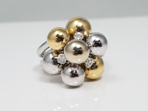 $5,900 Retail: Bibigi 18k Two-Tone Gold Natural Diamond Bubbles Cocktail Ring