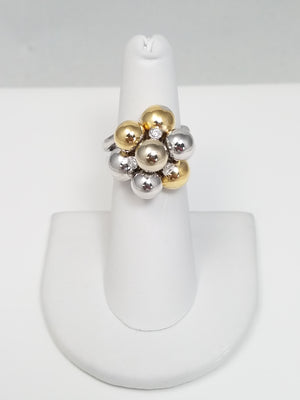 $5,900 Retail: Bibigi 18k Two-Tone Gold Natural Diamond Bubbles Cocktail Ring