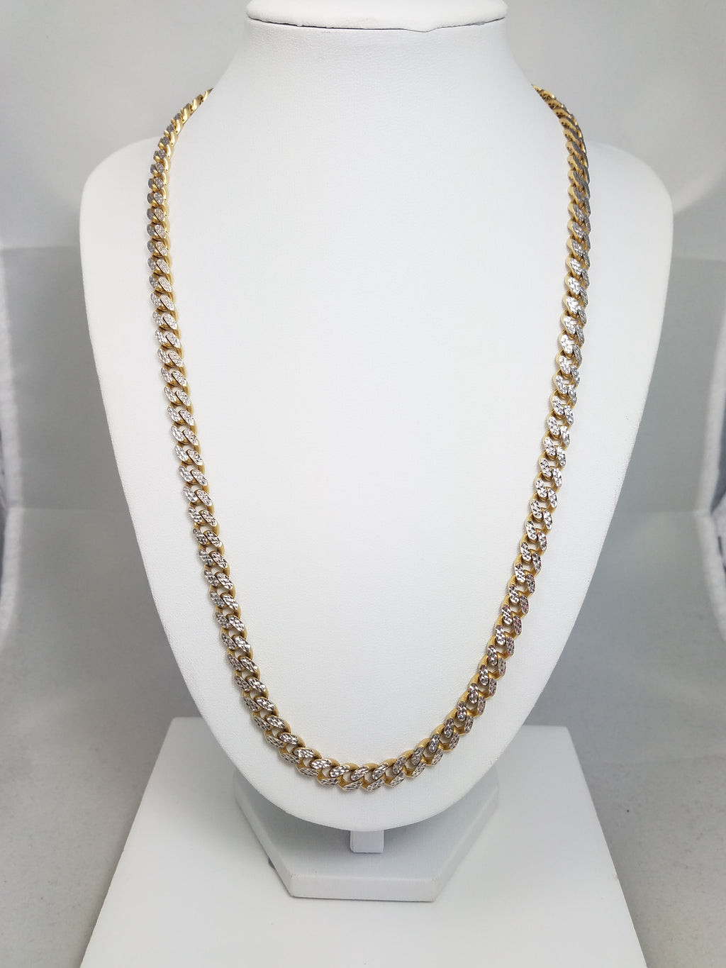 Showy 22" Hollow 10k Two Tone Gold Curb/Cuban Link Chain