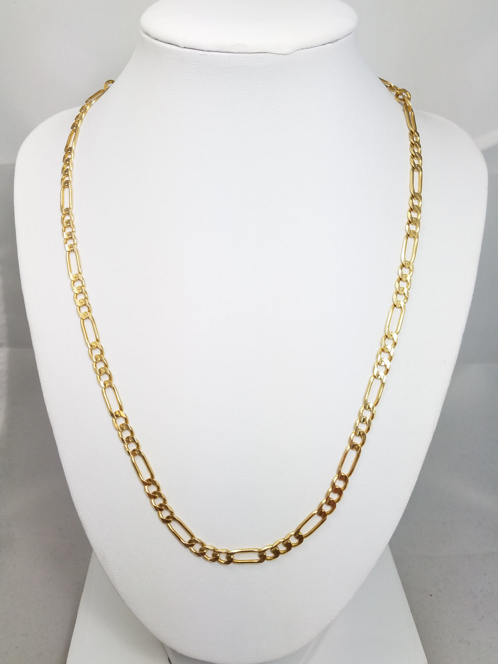 Impressive 14k Yellow Gold Solid Figaro Link 20" Necklace