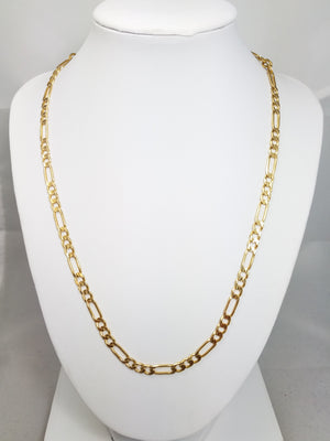 Impressive 14k Yellow Gold Solid Figaro Link 20" Necklace