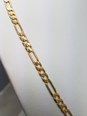 Impressive 14k Yellow Gold Solid Figaro Link 20" Necklace