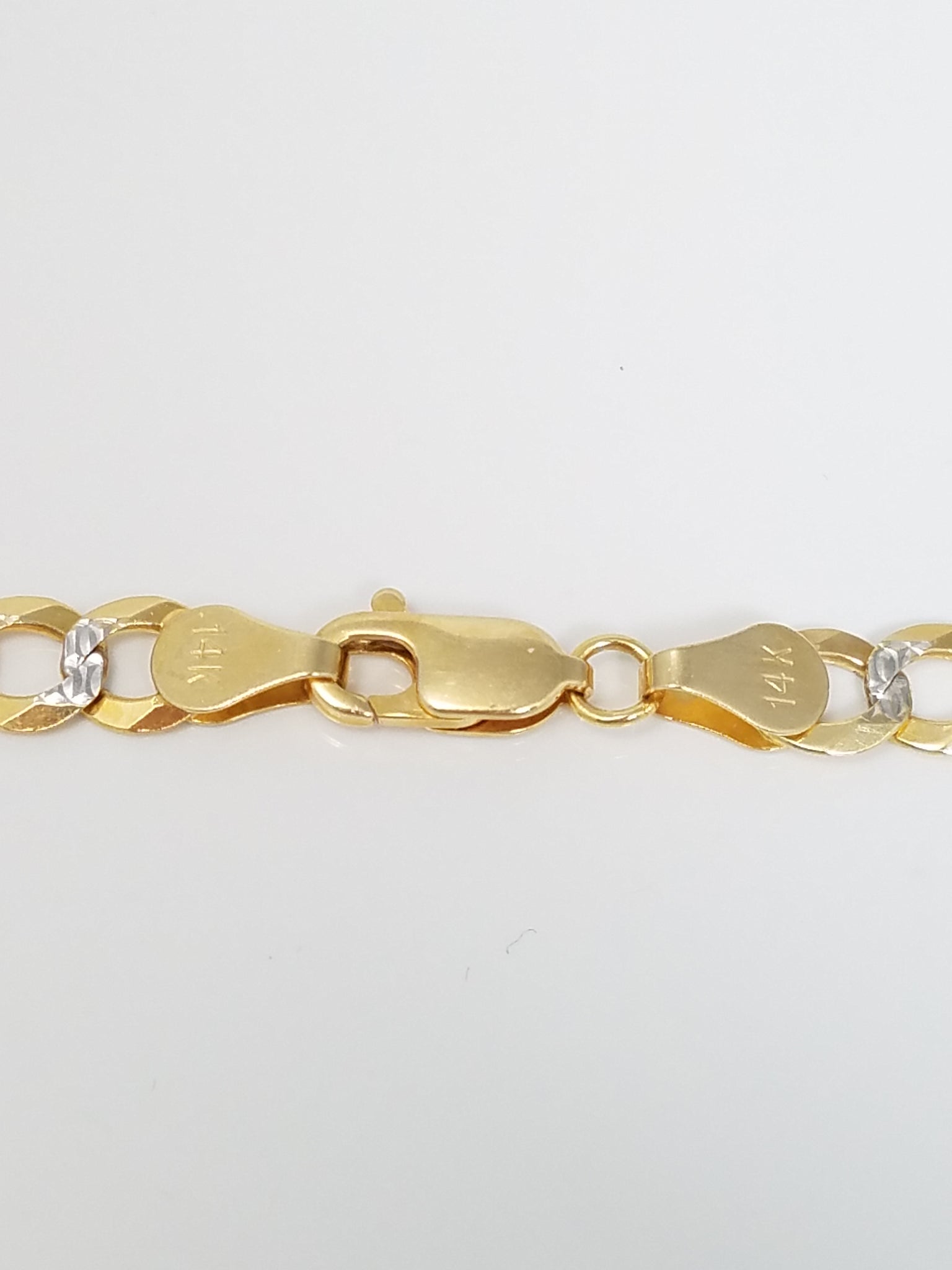 14k Two-Tone Gold Diamond Cut Curb Link 22" Necklace