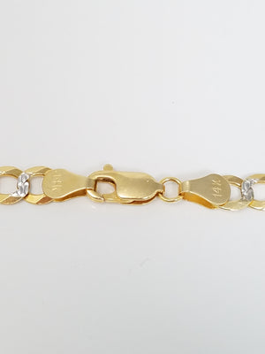 14k Two-Tone Gold Diamond Cut Curb Link 22" Necklace