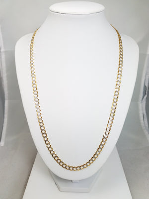 14k Two-Tone Gold Diamond Cut Curb Link 22" Necklace