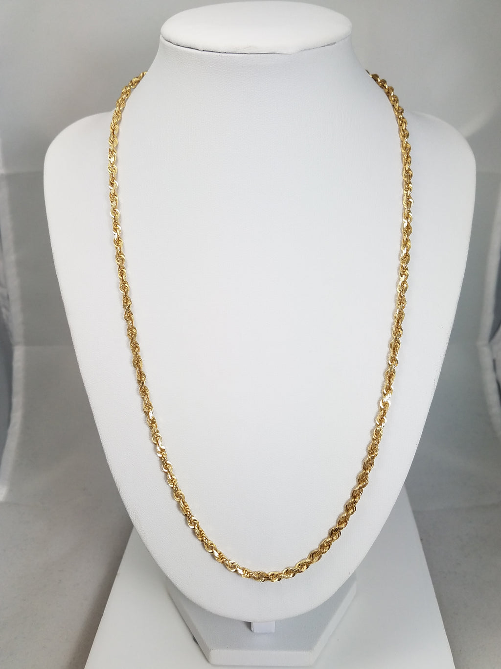 Classic 21.5" 14k Solid Yellow Gold Diamond Cut Rope Chain Necklace