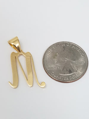 "M" Initial Pendant in Solid 18k Yellow Gold