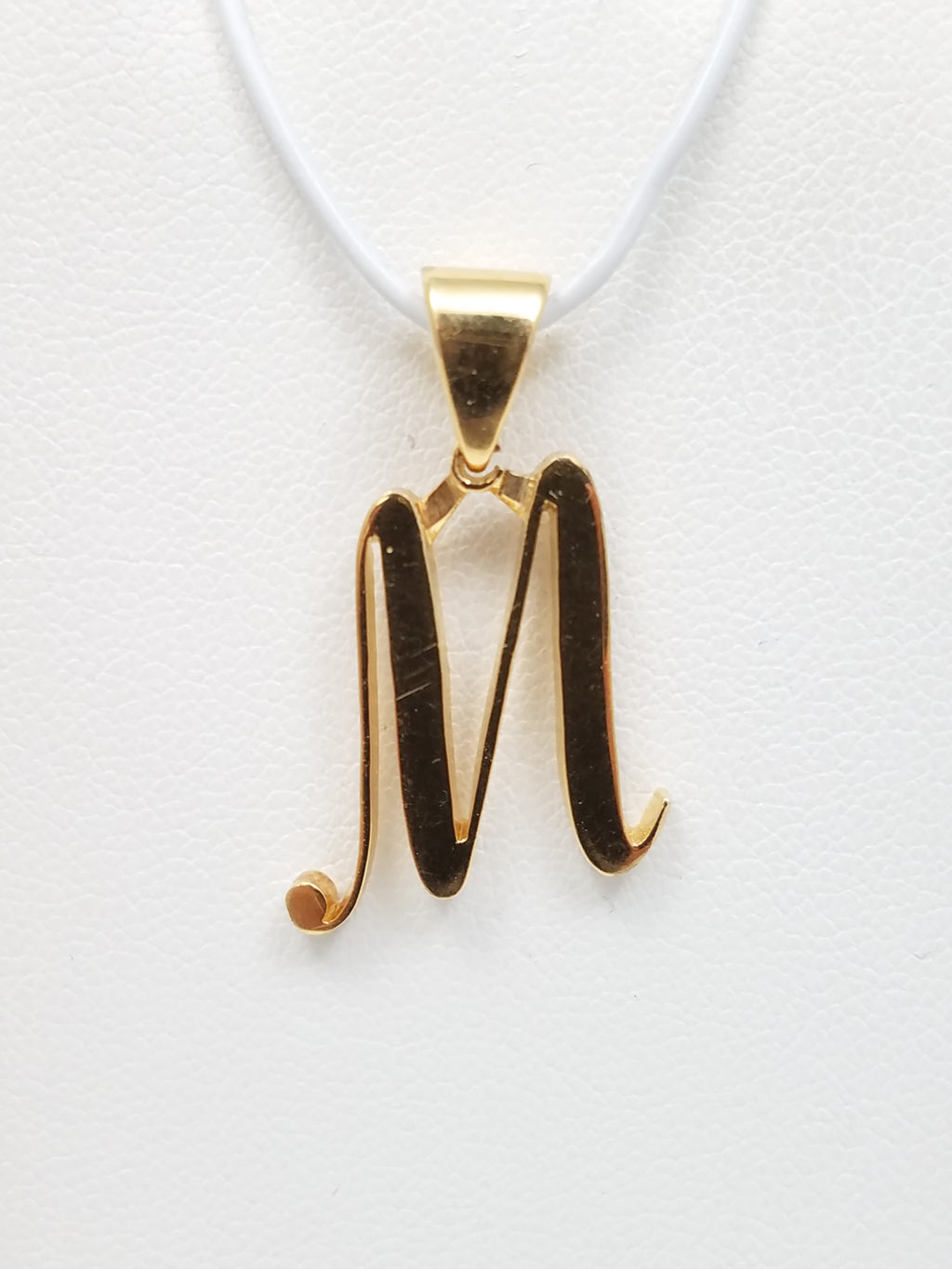 "M" Initial Pendant in Solid 18k Yellow Gold