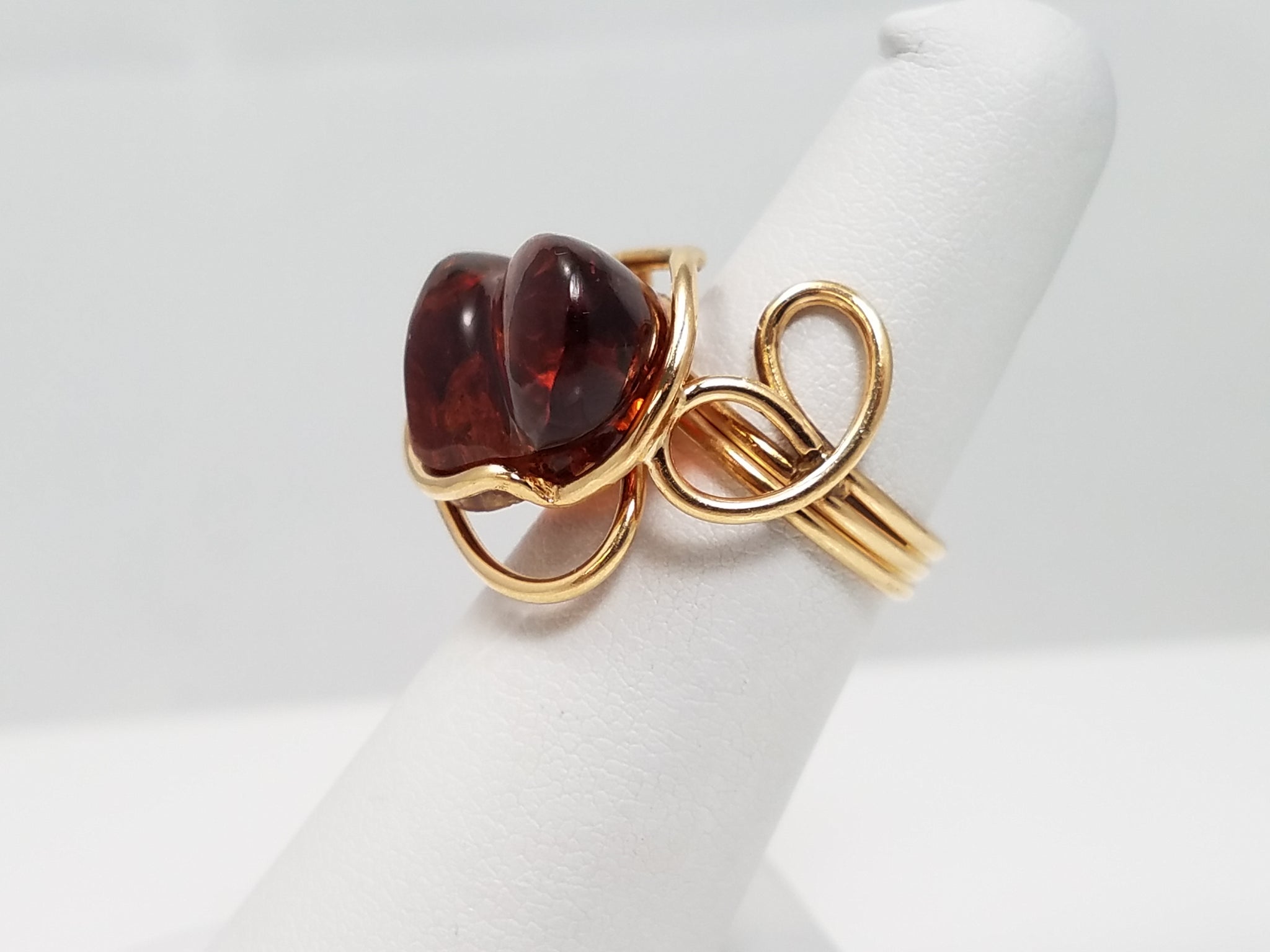 Dazzling 14k Yellow Gold Natural Amber Custom Ring