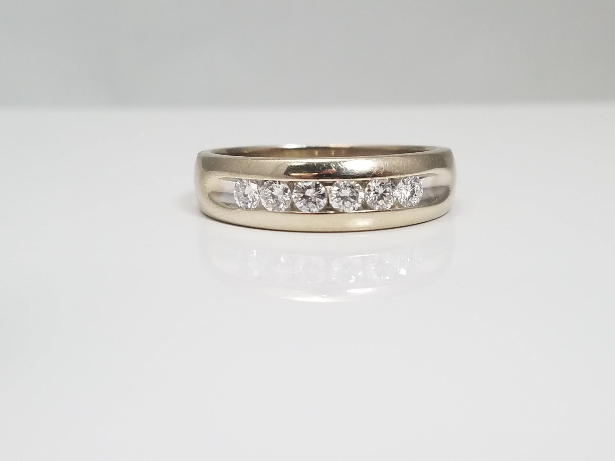 Classic 14k White Gold Natural Diamond Anniversary Ring Band