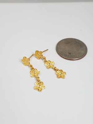 Radiant 22k Yellow Gold Flower Dangle Earrings