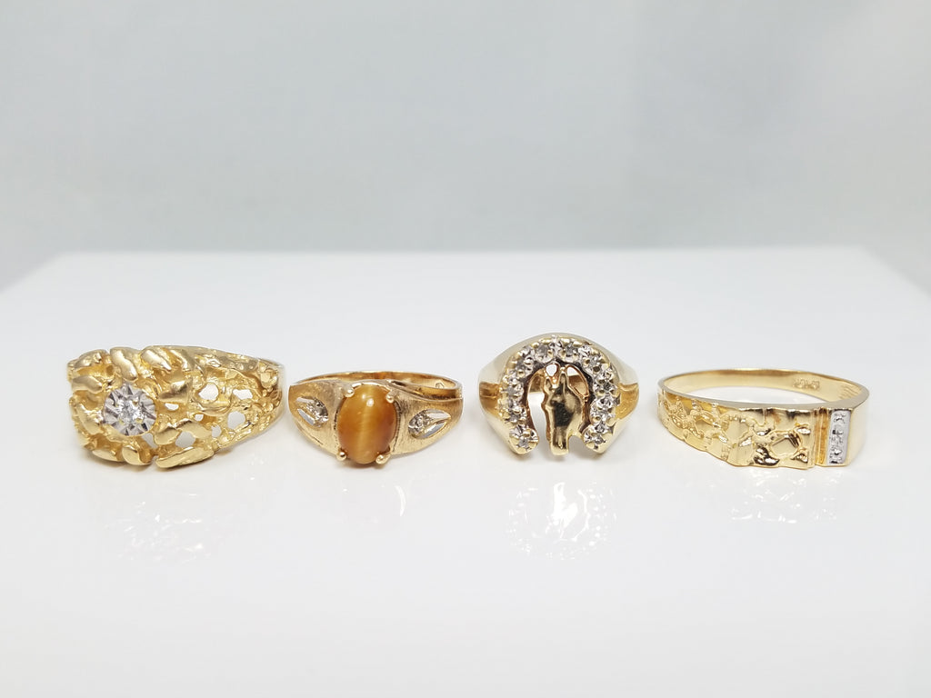 Lot of Five 10k Gold Gemstone Rings