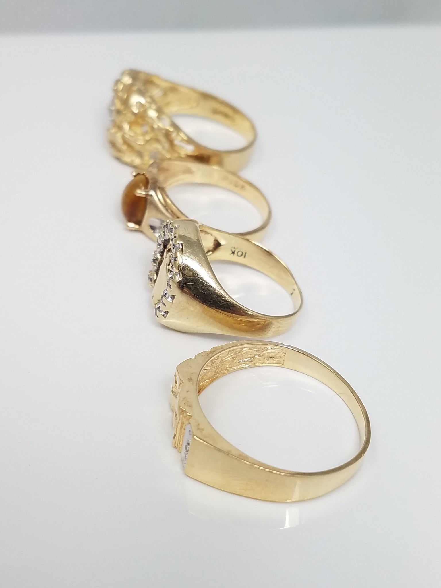 Lot of Five 10k Gold Gemstone Rings