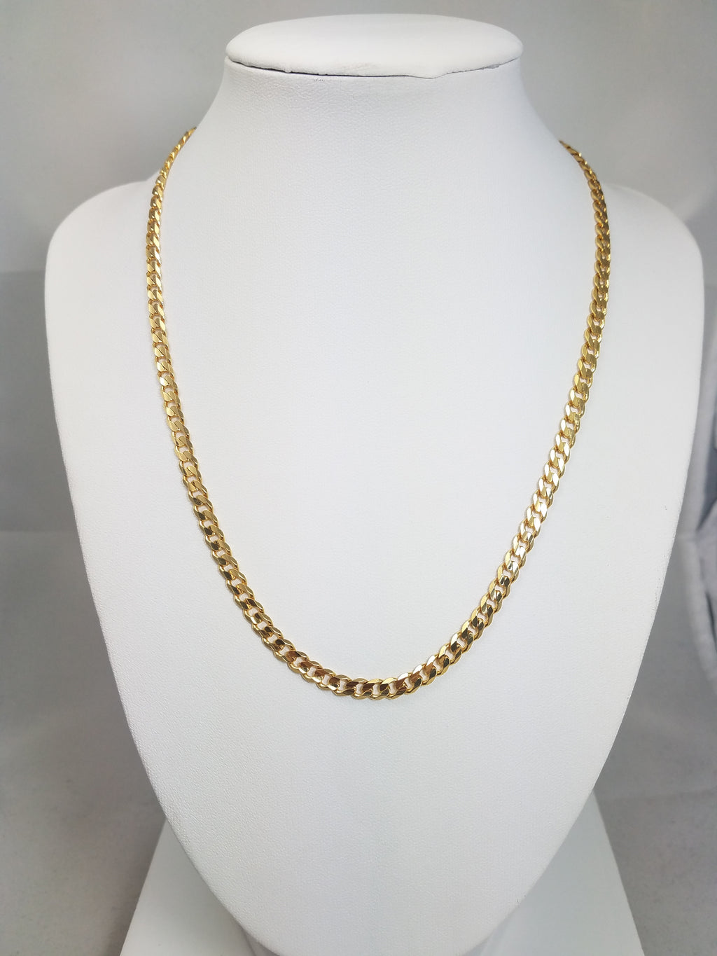 New! Classic Concave Curb Link 14k Yellow Gold 18" Necklace